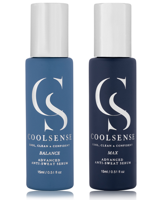 Two bottles of CoolSense serum on a white background